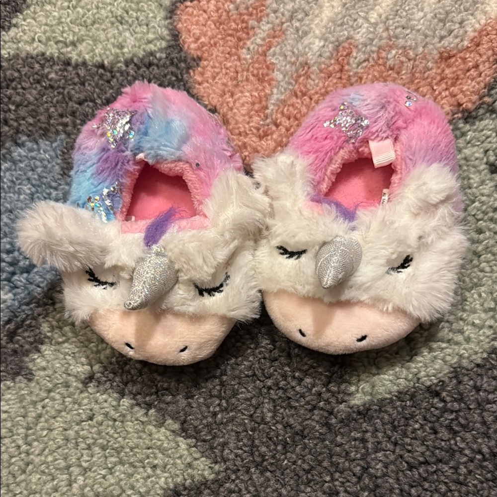 Wonder Nation Multicolor Unicorn Baby Slippers size 3